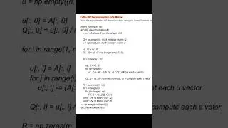 QR decomposition using gram schmidt method.