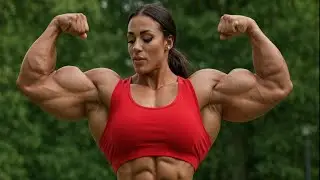 NATURAL VEGAN FEMALE BODYBUILDER WITH MASSIVE BIG BICEPS : NADINE