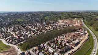 Gedling Country Park, Colliery Way and the new housing developments, Nottingham - 4K Aerial Video