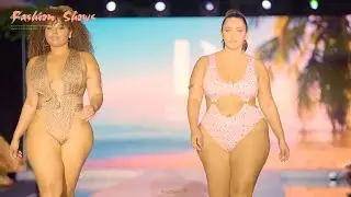 Curvy Model Swim Wear Collection Ramp walk Miami Fashion Week  Slow motion Part 05