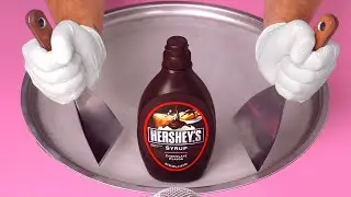 How to make Chocolate Sauce to Ice Cream - Hershey's Syrup Transformation to Ice Cream Rolls | ASMR