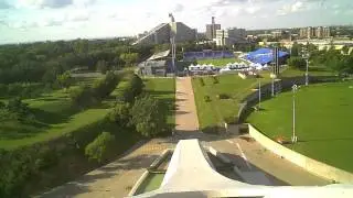 Montreal Tower Observatory Elevator Ride View of Olympic Park