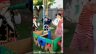 🏴&zwj;☠️ Backyard Pirate Adventure! Kids' Creative Play with Cardboard Ships & Treasure Hunts #fun