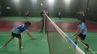 Senior girls in badminton_ Action with IPS JB Nagar