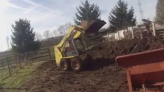 Massey Ferguson 165  Manure Spreading 2016 | Loading With Gehl Skid Steer | Manure Spreader Breaks