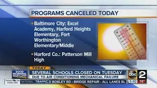 3 schools closed Tuesday due to AC failures