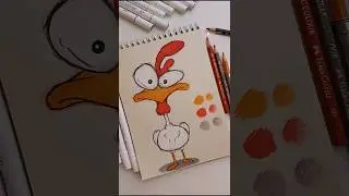 Coloring a Cute Rooster🐓🎨#paintwithme #coloring #pencilsketch #colorpencil #markerart #sketchart