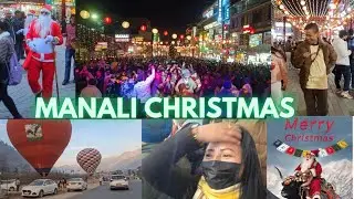 🎄🧑‍🎄Christmas Vibes //Mall Road Manali Full on Party // Crowd //Tourist //Enjoyed //Snow Fall 🤪