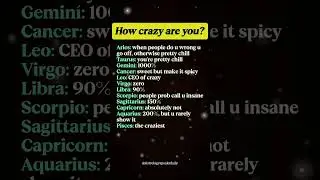How Crazy Are You? 🥺 Based on Your Zodiac Sign #zodiac#zodiacsigns #astrology #horoscope #tarot