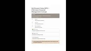 Net Present Value (NPV) Explained in 10 Sec | CMA Inter Capital Budgeting