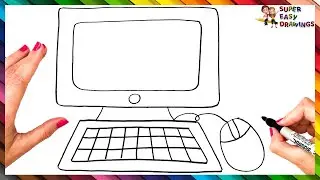 How To Draw A Computer Step By Step 🖥️ Computer Drawing Easy