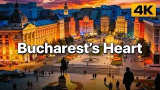 Most Beautiful Bucharest City Squares 4K | Piata Romana & Piata Victoriei Walking Tours