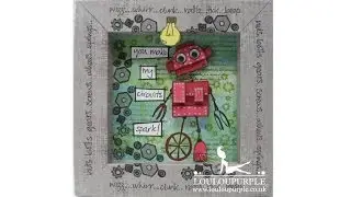 Mixed Media, Robot Shadow Box.