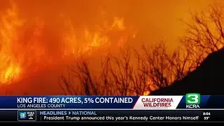 King Fire: Firefighters battle wildfire burning along I-5 north of Los Angeles