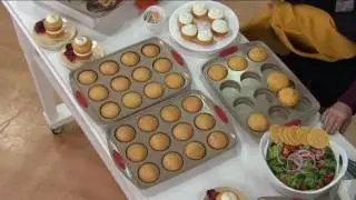 Rachael Ray (2) 12 Mini Cake Pans with Silicone Handles on QVC