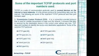 Some of the important TCP/IP protocols and port numbers used.