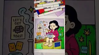 stoner girls 👧 💕 coloring with me 🎨 #art #coloringadventure #coloring #coloringbook #asmr #withme