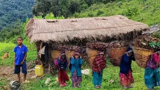 Very Beautiful Nepali Mountain village life || Primitive lifestyle || Nepali People Survivable life