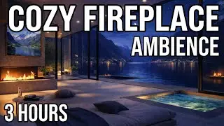 Night Ambience For Sleep - Norwegian Fjord | Peaceful Fireplace Music | 3 Hours 🌙