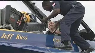 Laura Hutchinson flying with the Navy Blue Angels!