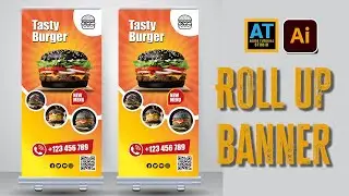 How to Create Food roll up banner design template in Adobe Illustrator