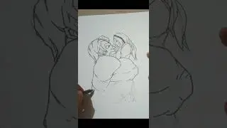 drawing GREY HULK bearhugging BABY DOLL from sucker punch_#speeddrawing