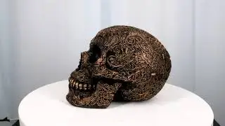 Ebros Ornate Tooled Floral Lace Fleur De Lis Royalty Cross Skull Decorative Figurine