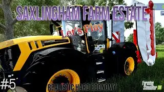 🚜💨Cutting Grass with JCB 4220 FASTRAC | FS25 Saxlingham Farm Estate Hard Economy Let's Play #5