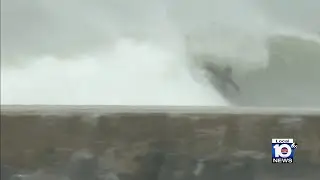 Surfers hit the waves as Nicole nears Haulover, Bal Harbour beaches