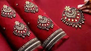 Aari Work Blouse 38 | Bridal Blouse Sleeve Designing Step by Step Tutorial
