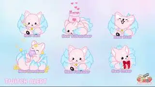 Unique Animated Cute Nine Tailed Fox Twitch Alerts Bundle (Pink) / Kumiho Twitch Alert / Gumiho