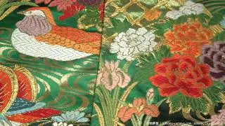 Green with Vibrant Gold & Embroidery Patterns Irouchikake - Vintage Colorful Uchikake Mandarin Ducks