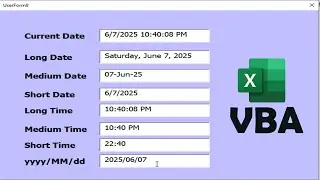 How to Add current date/time in userform  Microsoft Excel using VBA