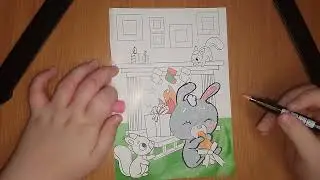 Christmas coloring book ❤ Bunny with carrots & squirrels ❤ Happy New Year!