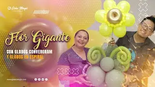 FLOR GIGANTE CON GLOBOS METALICOS CONVERGRAM. 🎈