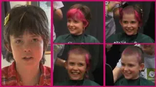 A Cute & Little Short Pink Hair Girl Kyra Get's Her Headshave For Charity