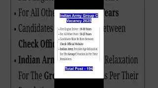 Indian Army Group C Vacancy 2025# Army Vacancy Notification 2025#jobsearch#jobs2025# applyonline