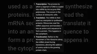 Translation Translocation Transcription Define #biology#DNA#shorts