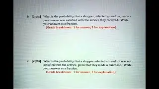 [Math] What is the probability that a shopper, selected a random, made a purchase or was satisfied w