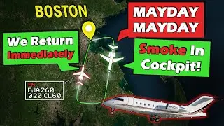 SMOKE IN COCKPIT After Takeoff | Business Jet Immediate Return to Boston!