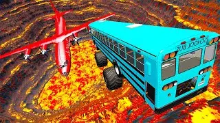 Beamng drive - Throwing Cars At Red Airplane | BeamNG-Destruction