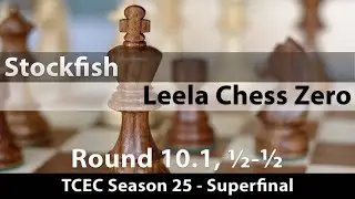 Stockfish dev-20231010 (3673) -- LCZero 0.31 (3642) TCEC Season 25 - Superfinal Rd 10.1, &frac12;-&frac12;