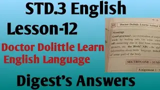 Std.3 English Lesson.12 Doctor Dolittle Learn English Language Digest's Answers Maharashtra Board