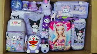 Unboxing Fancy Purple Stationery📚 Barbie Pencil Box, Colouring kit, Sharpener, Geometry Box, Pouch