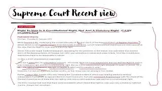 Right to Vote| Constitutional Right or Statutory Right?