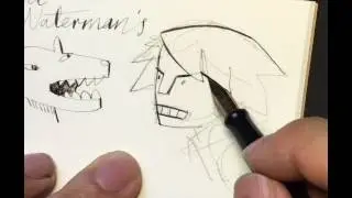 Drawing with a Needlepoint Waterman's flex pen with flex