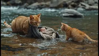 Kitten Saves Baby in a Basket Adventure! Emotional Cat Story 💔