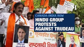 Hindu group protests against Trudeau in New Delhi