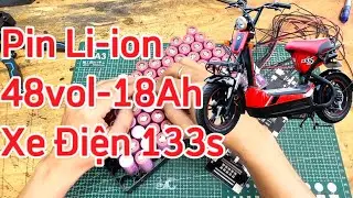 Pin Li-ion, Hệ 13s6p, 48vol-18Ah Cho Xe Điện 133s. C&oacute; C&acirc;n Bằng CĐ 2A
