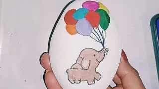 Cute Elephant Stone Painting with Balloons | Easy DIY Art for Beginners